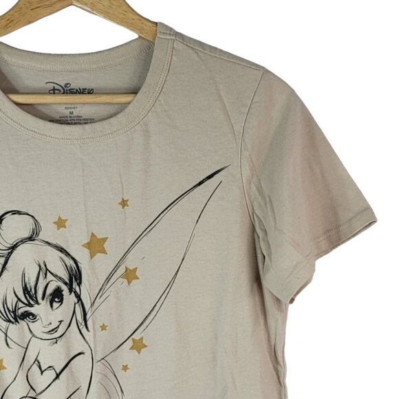 Disney Tinkerbell Sketch T Shirt Tan Medium Drawing Stars Short Sleeve Princess - Picture 4 of 6